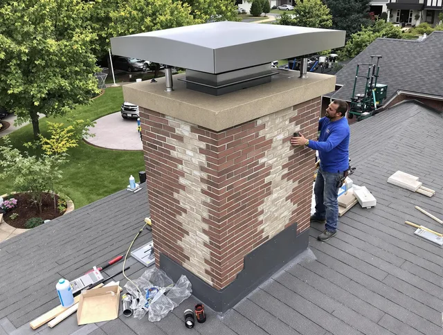 Winchester Chimney Sweep team working on a custom chimney remodel in Winchester, CT