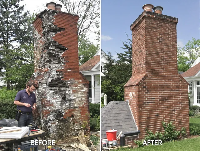 Winchester Chimney Sweep performing a full chimney restoration in Winchester, CT