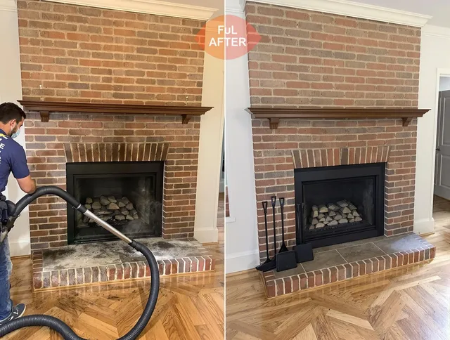 Winchester Chimney Sweep carefully sanitizing a fireplace in Winchester, CT