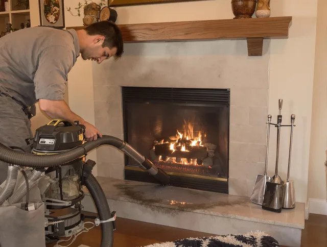 Routine fireplace upkeep by Winchester Chimney Sweep in Winchester, CT