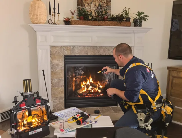 Safety-focused fireplace inspection by Winchester Chimney Sweep in Winchester, CT